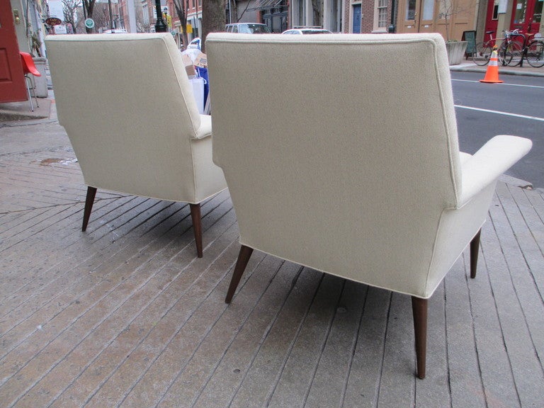 Mid-Century Modern Pair Selig Upolstered Arm Chairs 